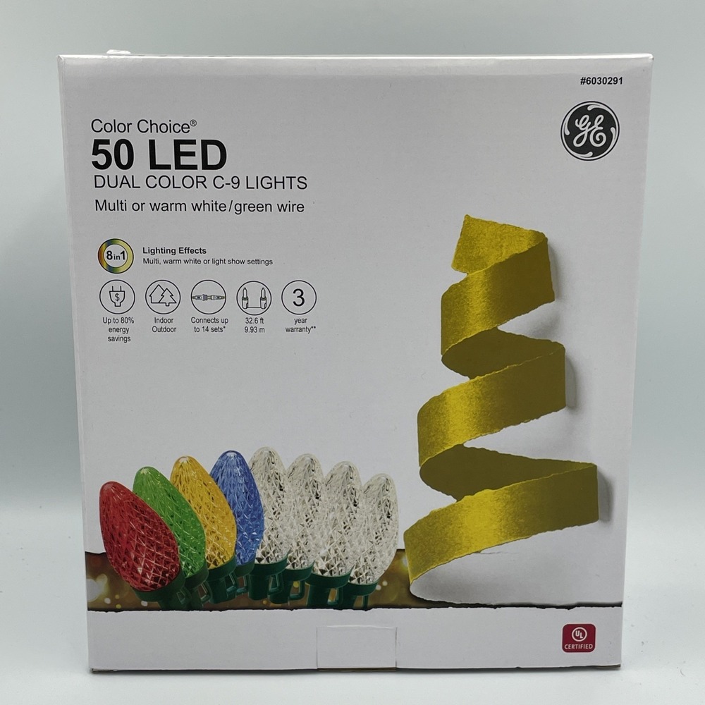 GE Color‎ Choice 50-Count C9 32.6-ft Multicolor LED Christmas String Lights